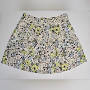Floral Skater Skirt 100% Cotton Cream and Pastel Hues Mini